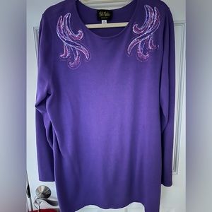 Bob Mackie purple beaded sweater size XL